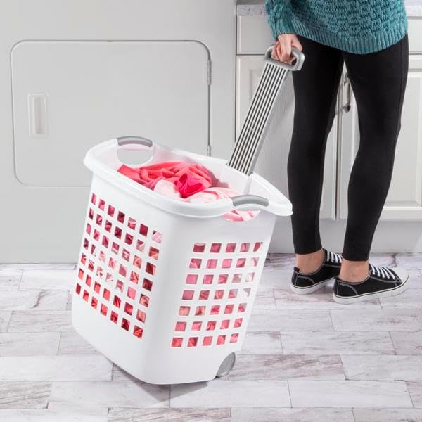 Sterilite 1.75 Bushel Ultra™ Wheeled Laundry Basket Plastic, White, (Pack of 1)