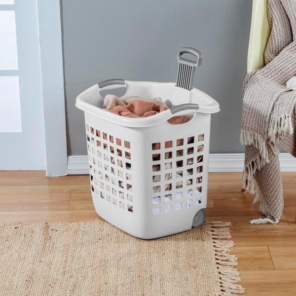 Sterilite 1.75 Bushel Ultra™ Wheeled Laundry Basket Plastic, White, (Pack of 1)