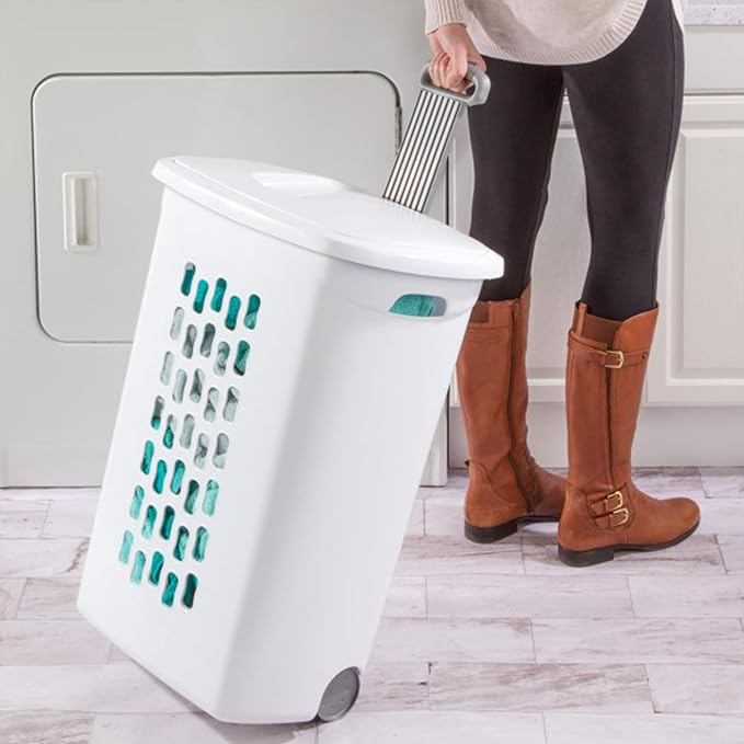 CarryKart - Ultra Wheeled Laundry Hamper with Lid, Handle and Wheels for Easy Rolling of Clothes.