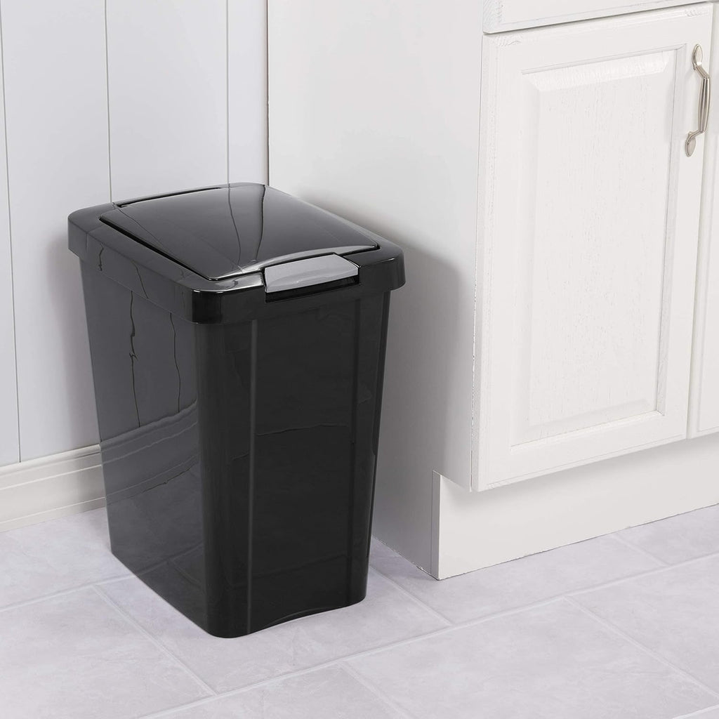 Carry Kart Gallon Black Plastic TouchTop Wastebasket