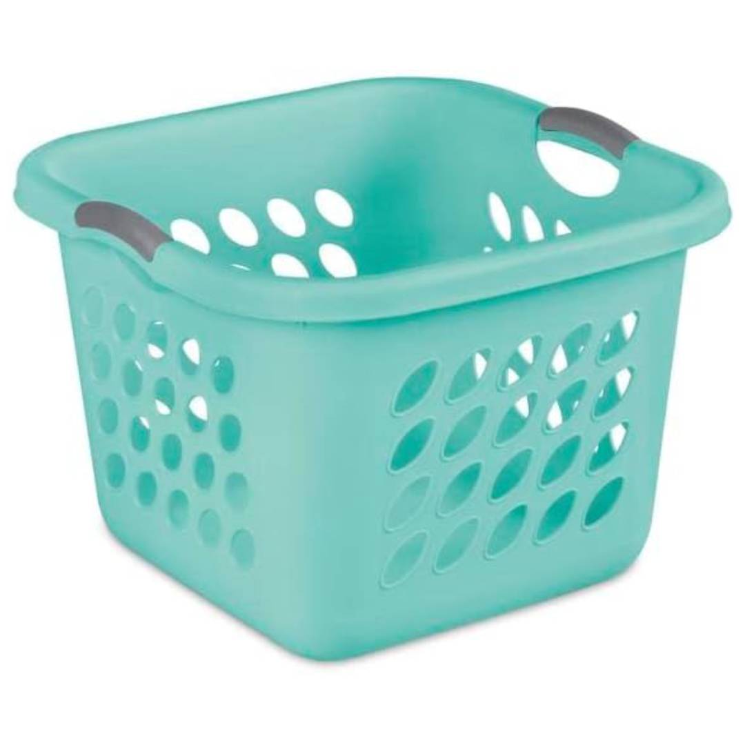 Carry Kart Bushel Ultra Square Laundry Basket Aqua Chrome