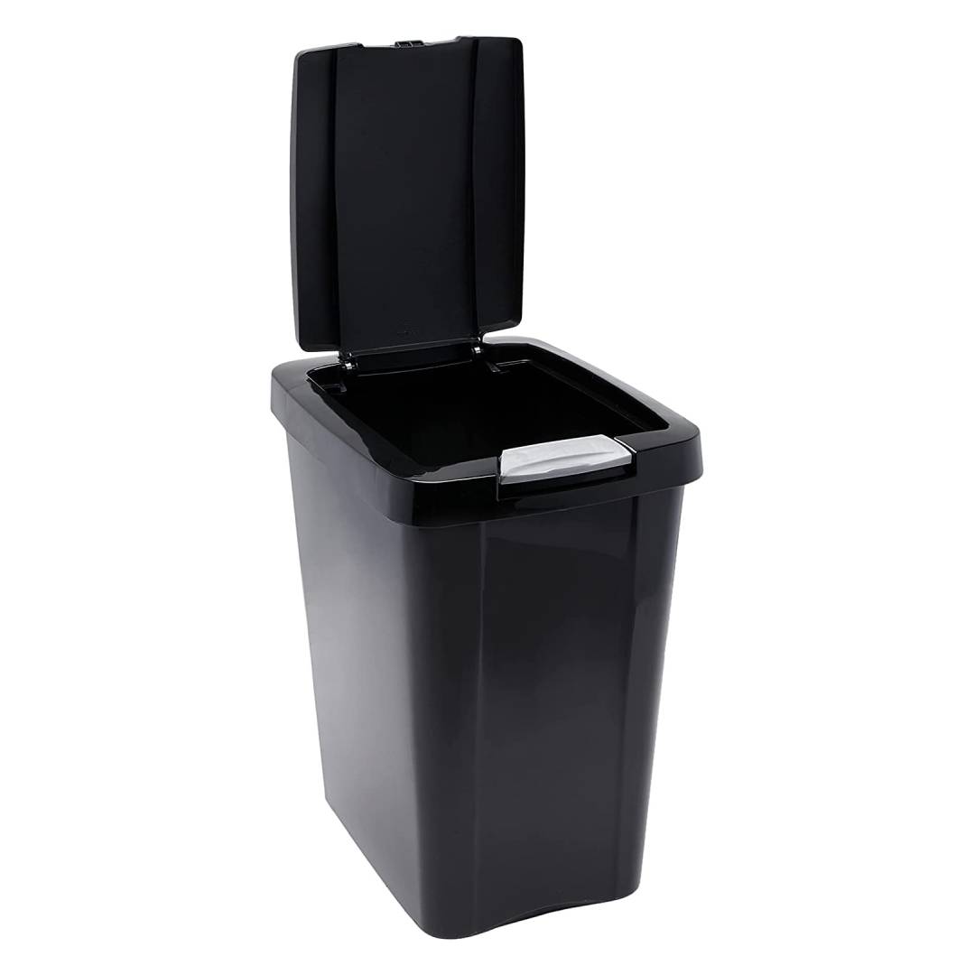 Carry Kart Gallon Black Plastic TouchTop Wastebasket