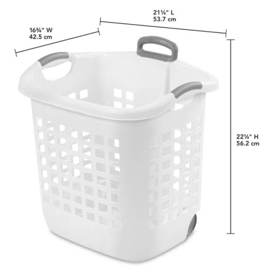 Sterilite 1.75 Bushel Ultra™ Wheeled Laundry Basket Plastic, White, (Pack of 1)